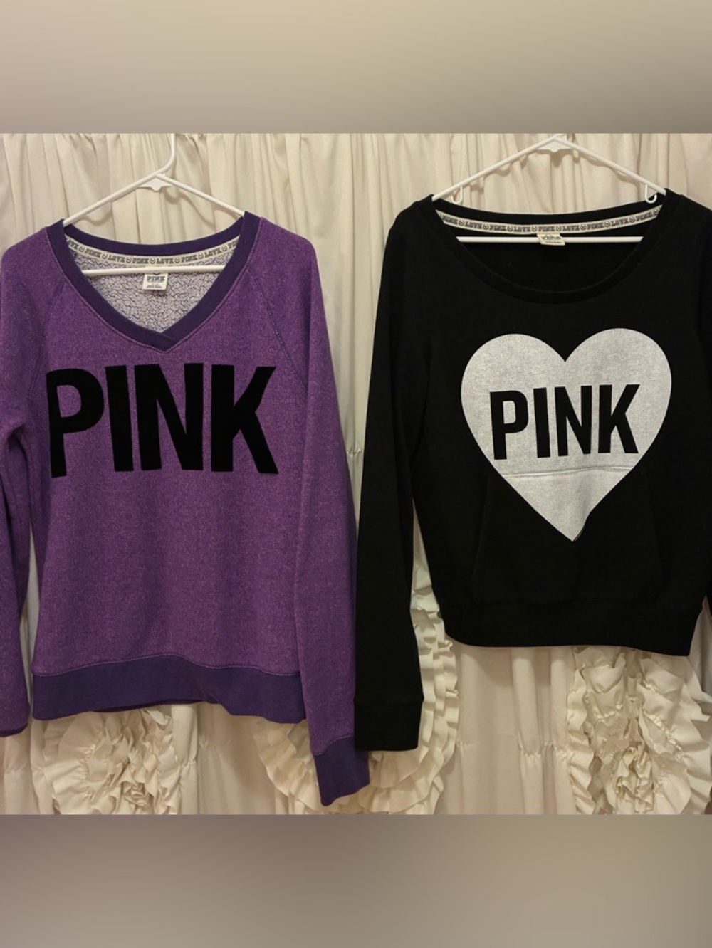 PINK Victoria's Secret Purple & Black V-Neck and Crewneck Sweater Bundle 🌸